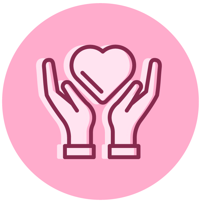 Image of icon hands and heart on adoption page