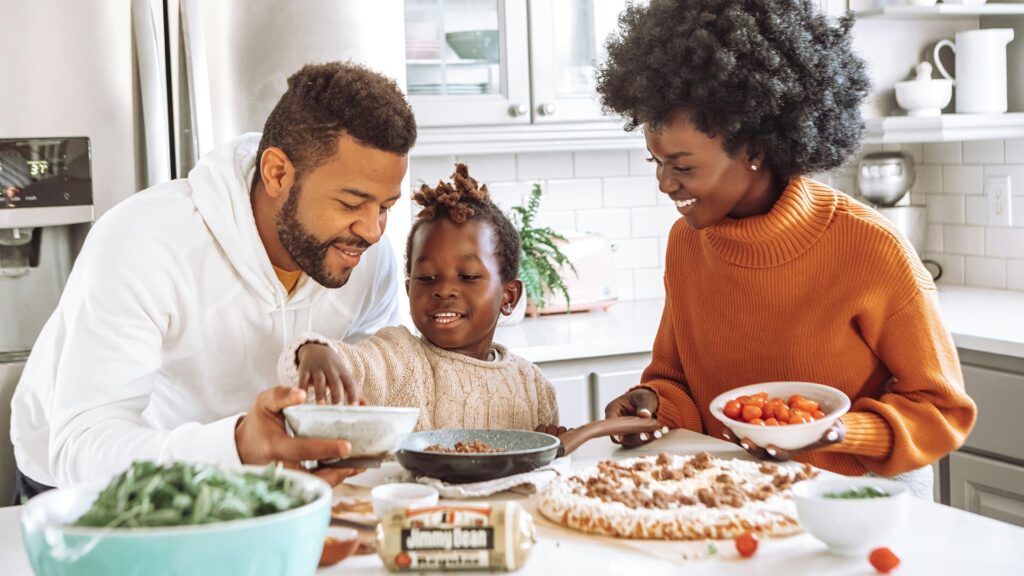 Adoptive family with adopted child