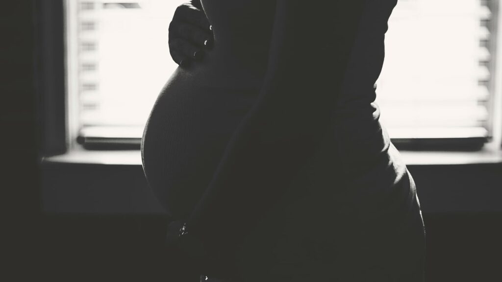 a photo of a pregnant woman who gave up her baby for adoption